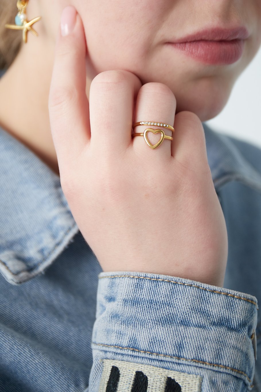 Heart and sparkle ring